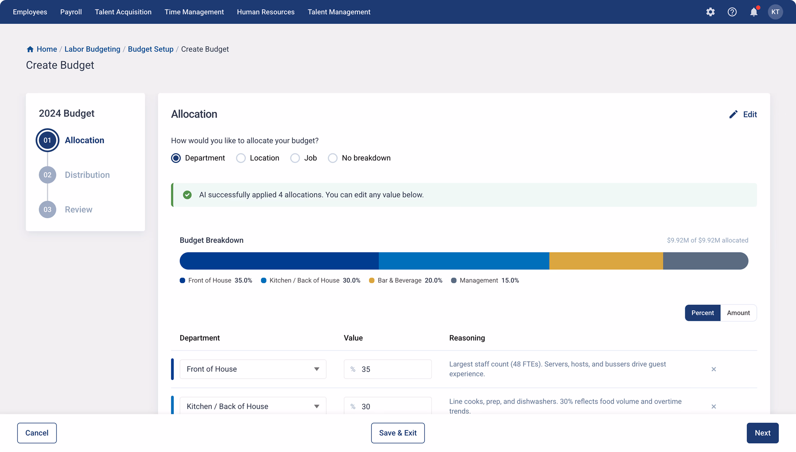 Data-Driven Budgeting Tool